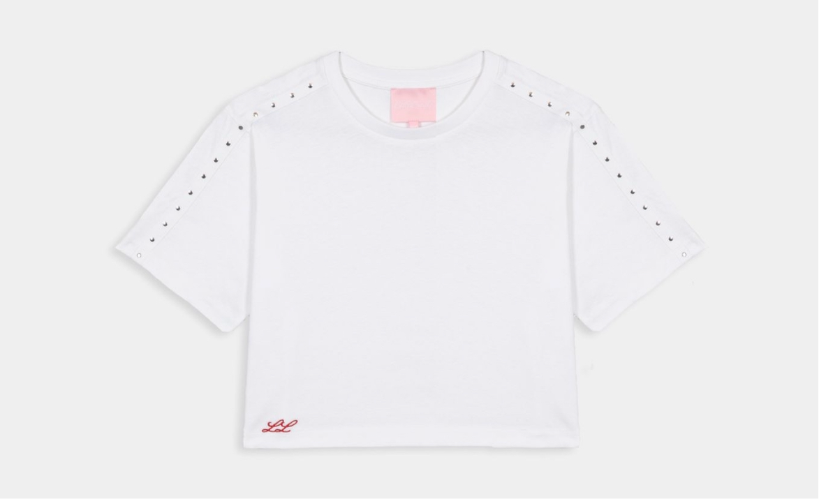 Studded White Crop Top