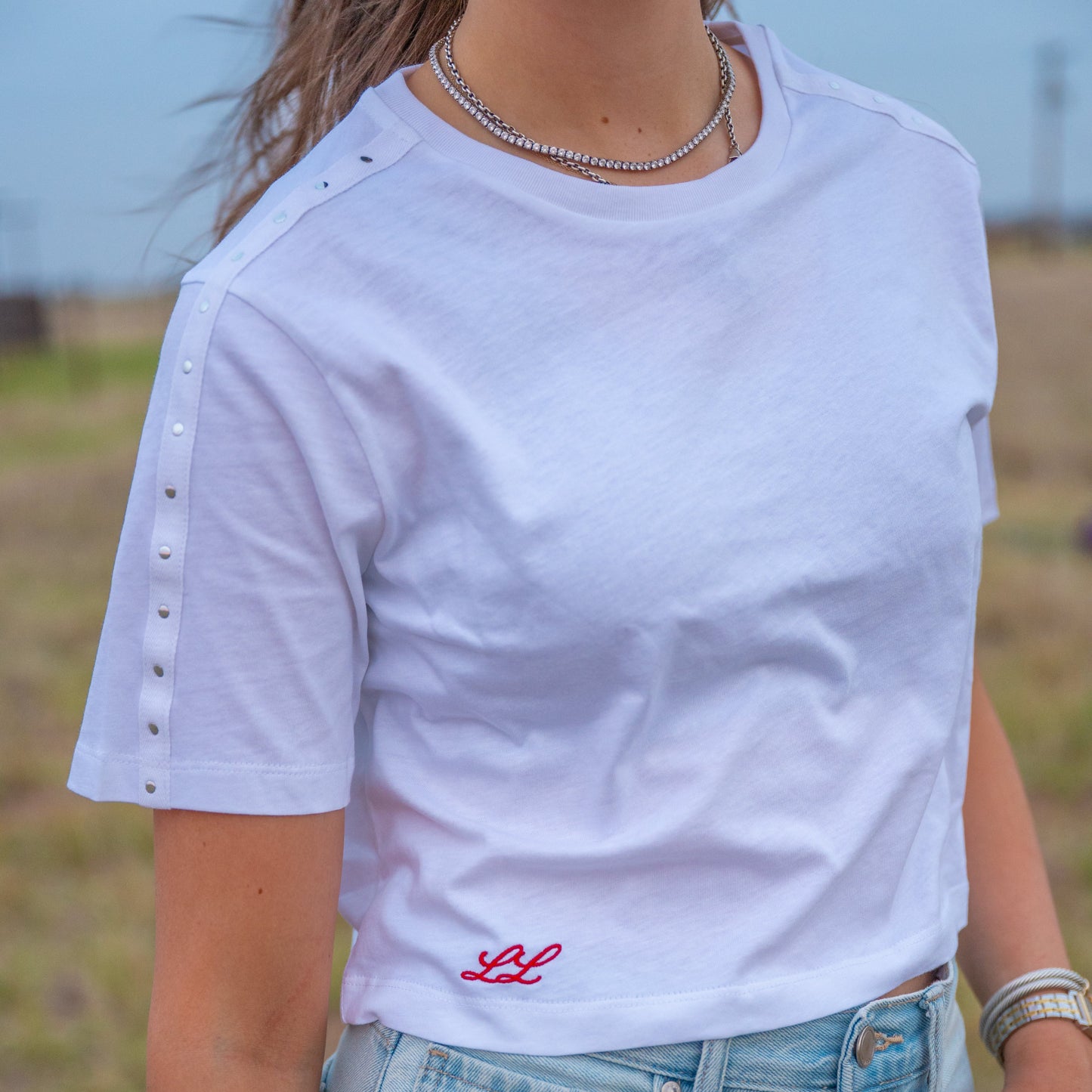 Studded White Crop Top