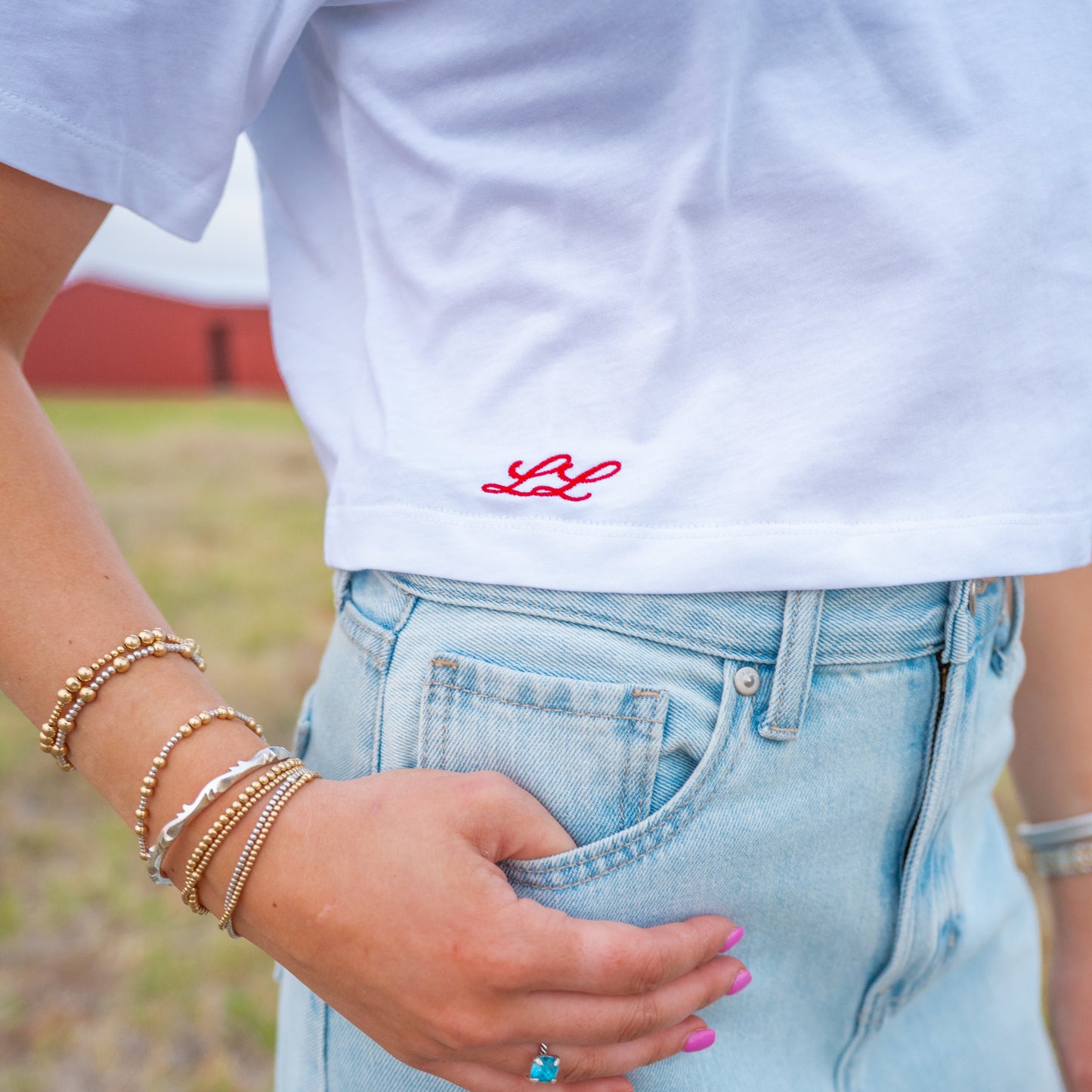 Studded White Crop Top