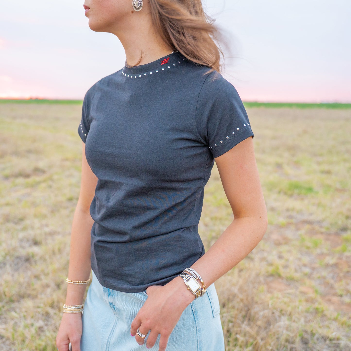 Black Studded T-Shirt