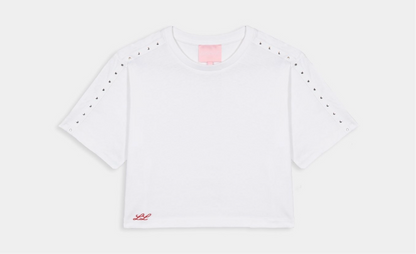 Studded White Crop Top